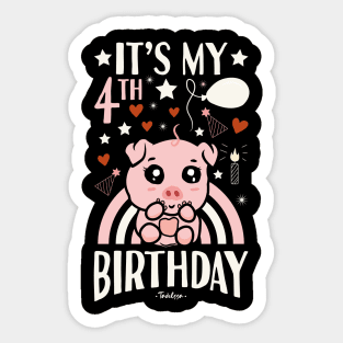 It's My 4th Birthday Pig Sticker